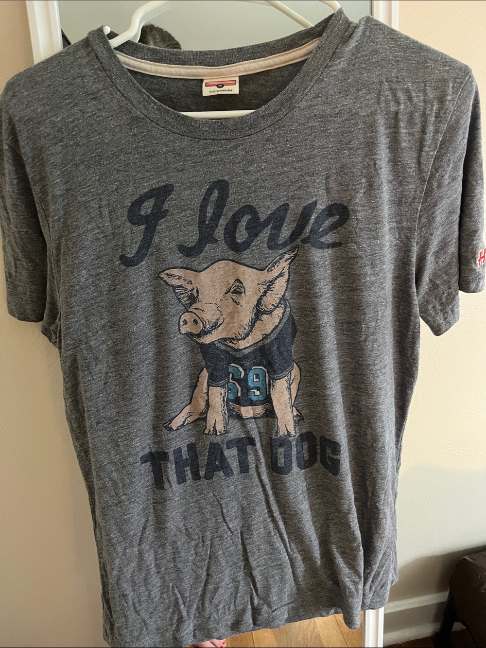 HOMAGE Gray 'I Love That Dog' Pig Graphic Tee